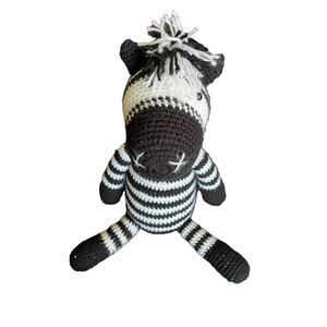 Handmade Crocheted Zebra Lovey Cuddly Stuffed Animal Toy